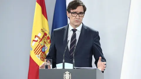 Salvador Illa, en una de sus comparecencias en el Palacio de La Moncloa. | FOTO: E. Parra / E. P.
