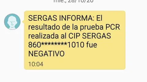 Negativo da proba covid - 19 sen realizada.