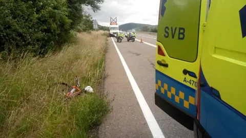 Lugar donde se produjo el accidente en la N-525.