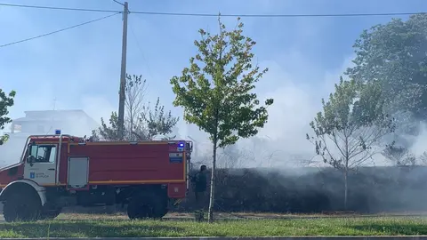 El fuego del pasado 29 de julio en la avenida de Castilla, pr&oacute;ximo a viviendas. | FOTO: M. D.
