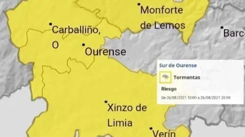 Aviso amarelo da Axencia Estatal de Meteorolox&iacute;a.