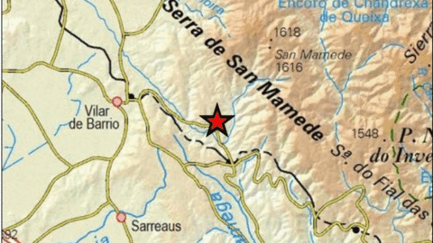 Epicentro del &uacute;ltimo terremoto, registrado a las 19:41 horas.