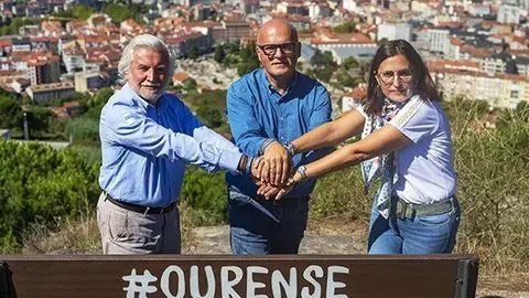 Encontro Manuel Baltar (Presidente do PPOU) con Rosendo Fernandez (Secretario Xeral do PPOU) e Ana Mar&iacute;a Villarino Pardo (Membro da Xunta Directiva do PPOU) no Xard&iacute;n Bot&aacute;nico de Montealegre en Ourense 