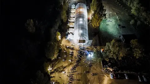 Imaxe capturada dende o dron, o pasado s&aacute;bado, da carpa da Festa da Cervexa.