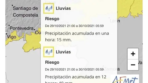 Aviso amarillo de la Aemet.
