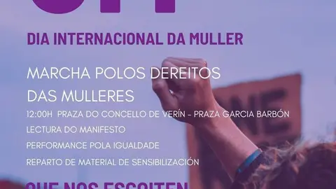 Cartel que anuncia a marcha polas r&uacute;as de Ver&iacute;n este martes.