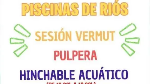 Anuncio da pulpeira nas piscinas de Ri&oacute;s para o domingo 24 de xullo.
