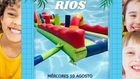Cartel da festa da ludoteca de Ri&oacute;s.