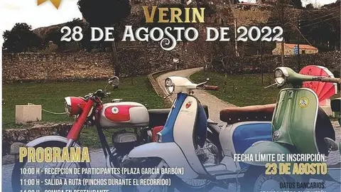 Cartel da 10&ordf; concentraci&oacute;n de vespas, lambrettas e motos cl&aacute;sicas de Ver&iacute;n.