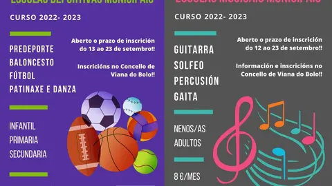 Actividades das escolas deportivas e musicais do Concello de Viana.