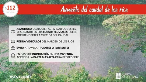 Recomendaciones antes el aumento del caudal de r&iacute;os del 112 Galicia.