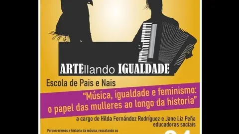 Cartel de "M&uacute;sica, igualdade e feminismo: o papel das mulleres ao longo da historia", que ter&aacute; lugar ma&ntilde;&aacute; no Auditorio de Ver&iacute;n.