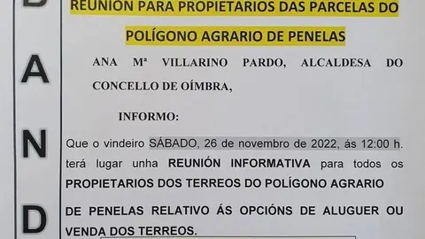 Informaci&oacute;n sobre a reuni&oacute;n do pol&iacute;gono agrario de Penelas.
