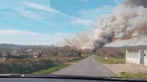 Incendio forestal en Medeiros hoy. | FOTO: Cedida.