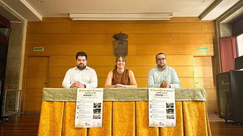 Daniel Garc&iacute;a, Samanta Barreira e &Aacute;lvaro R&uacute;a na presentaci&oacute;n. | FOTO: Anabel G. Sim&oacute;n.