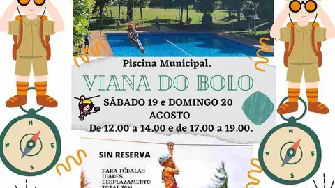 Esta fin de semana haber&aacute; unha tirolina na piscina de Viana.