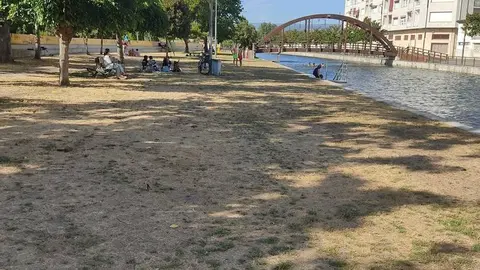 Estado de la playa fluvial del T&aacute;mega a su paso por Ver&iacute;n. | FOTO: Cedida.