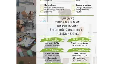 Cartel informativo sobre os talleres de autopromoci&oacute;n para pemes do GDR Sil-Bibei-Navea.
