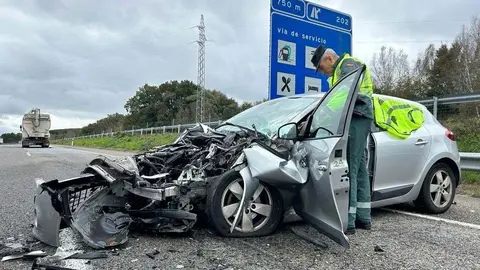 El veh&iacute;culo de la verinense accidentada. | FOTO: Guardia Civil.