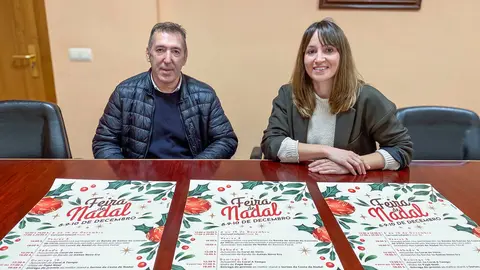 Manuel Lorenzo e Samanta Barreira, na presentaci&oacute;n da Feira de Nadal 2023. | FOTO: Carlos Montero.