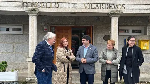 Emilio Gonz&aacute;lez, Eva P&eacute;rez, Pedro Blanco visita delegado vilardev&oacute;s 202312