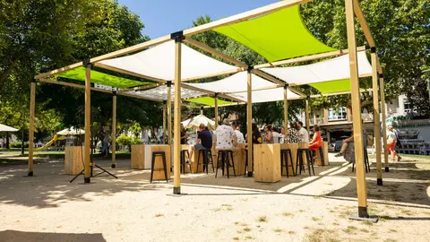 Stand para actividades durante la Feria del Vino de la D.O. Monterrei.