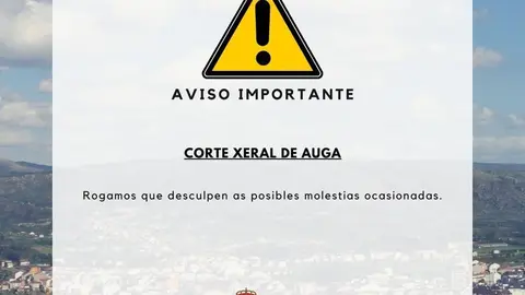 Aviso corte de agua Concello de Ver&iacute;n.