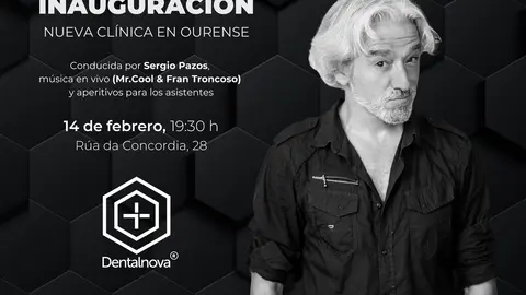 Sergio Pazos, maestro de la ceremonia de inauguraci&oacute;n de la nueva cl&iacute;nica de Dentalnova.