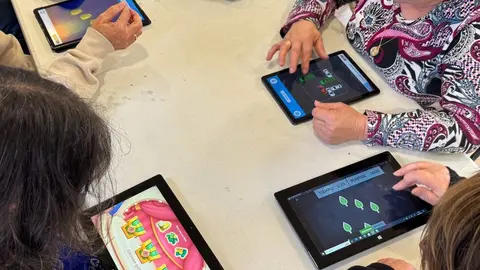 Durante uno de los talleres de acceso a la tecnolog&iacute;a impartidos en la comarca de Ver&iacute;n. | FOTO: Portas Abertas