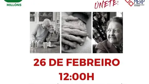 Cartel Concentraci&oacute;n 26 febreiro contra os recortes nas pensi&oacute;ns.