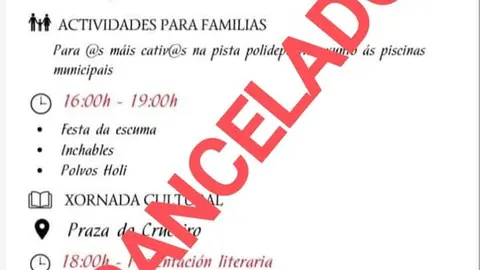 Actividades canceladas por el Concello de Vilardev&oacute;s