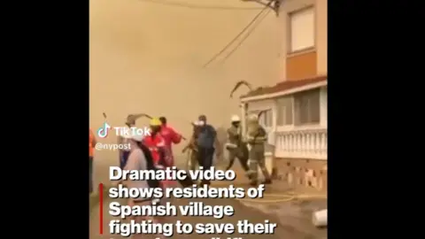 Imagen del v&iacute;deo publicado por el New York Post en uno de los peores momentos del incendio en A Veiga de as Me&aacute;s (Viladev&oacute;s).