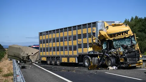 20250826 Accidente tr&aacute;fico BRILAT cami&oacute;n ganado, A52 Trasmiras