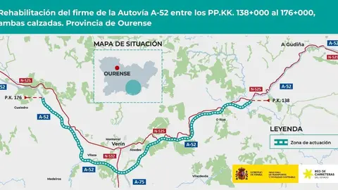 Tramo de la A-52 en donde se realizar&aacute; la mejora.