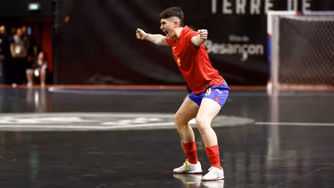 Ant&iacute;a P&eacute;rez, en una de las celebraciones con la selecci&oacute;n nacional de f&uacute;tbol sala femenino. | FOTO: FIFA.