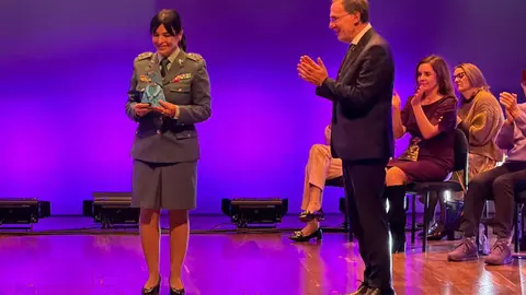 La verinense Isabel Garc&iacute;a N&uacute;&ntilde;ez, en la gala de este lunes en el auditorio leon&eacute;s.