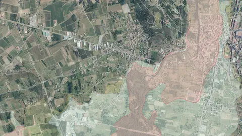 Mapa municipal con delimitaci&oacute;n de zonas inundables por colores.