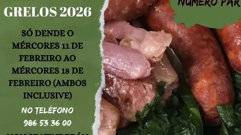 Cartel do xantar da festa do Lac&oacute;n con Grelos de Cuntis.