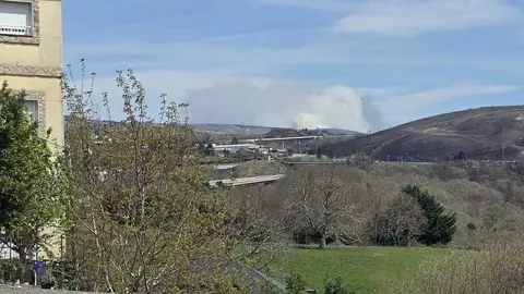 Medios a&eacute;reos y terrestres trabajan en la extinci&oacute;n del incendio en Lubi&aacute;n.