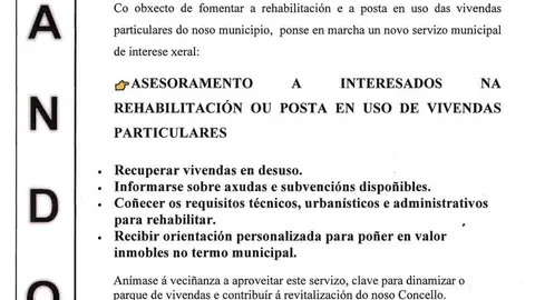 Bando municipal emitido por el Concello de O&iacute;mbra informando sobre el nuevo servicio de asesor&iacute;a t&eacute;cnica.