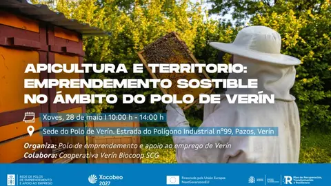 Cartel da xornada t&eacute;cnica sobre apicultura organizada polo Polo de Emprendemento de Ver&iacute;n.