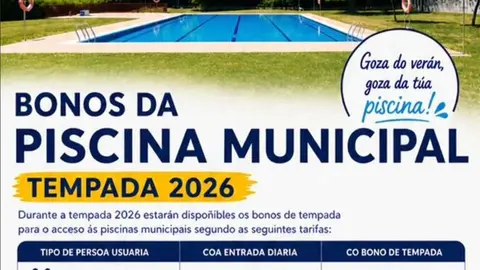 Cartel informativo  do Concello do Ri&oacute;s coas tarifas e condici&oacute;ns de acceso para a tempada de ver&aacute;n de 2026.