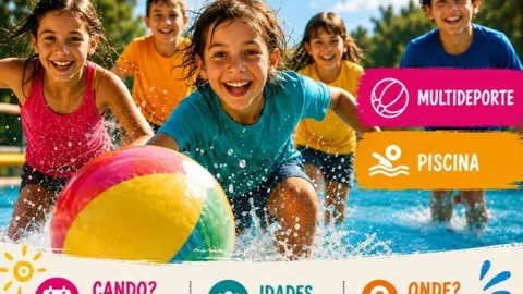 Cartel anunciador de la XVII Escola de Ver&aacute;n de Ver&iacute;n, organizada por el &Aacute;rea de Deportes del Concello, con actividades del 22 de junio al 8 de septiembre.