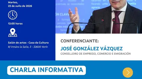 O conselleiro de Emprego, Comercio e Emigraci&oacute;n, Jos&eacute; Gonz&aacute;lez V&aacute;zquez, presentar&aacute; en Ver&iacute;n as medidas de apoio ao talento profesional.