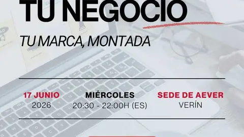 Cartel del taller de inteligencia artificial aplicada al negocio organizado por AJE Galicia en la sede de AEVER en Ver&iacute;n.