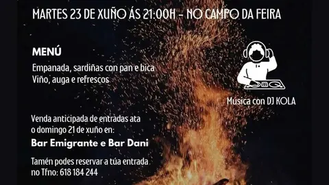Cartel da Fogueira de San Xo&aacute;n organizada pola Asociaci&oacute;n Mulleres Rurais Bibei en Viana do Bolo.