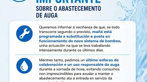 Bando oficial emitido por el Concello do Ri&oacute;s donde se detallan las restricciones de agua nocturnas.