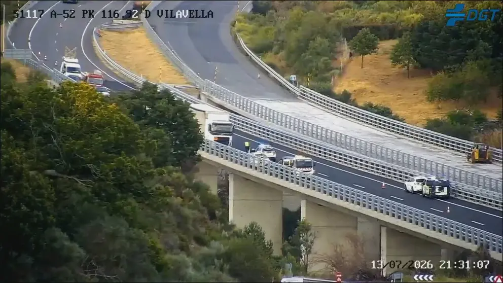 Imagen de la DGT a la aultura del punto kilom&eacute;trico 116 de la A-52.