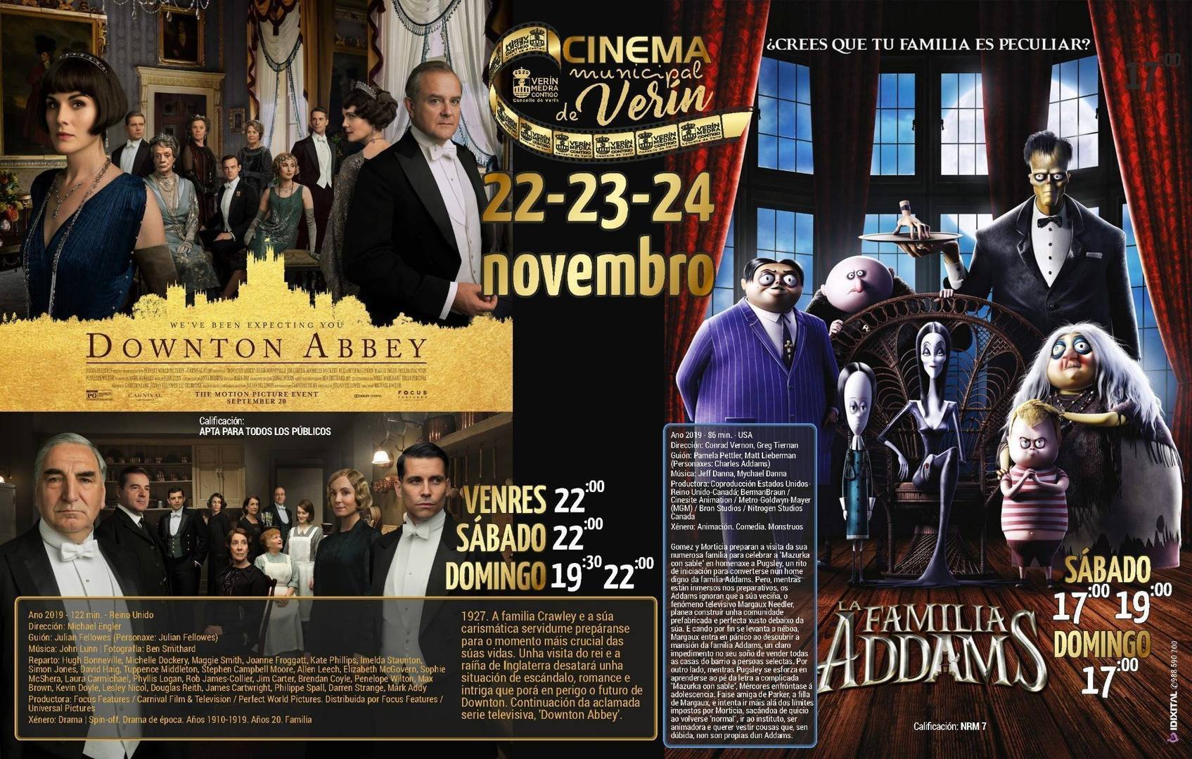 Cine en Verín: Downton Abbey e La familia Addams.