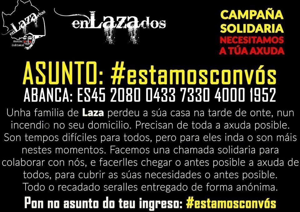 campaña de solidariedade en Laza polas vivendas queimadas.